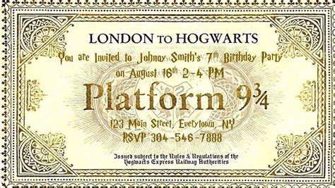 Platform 9 3 4 Ticket Printable
